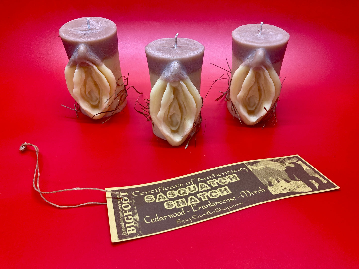 Sasquatch Snatch | Collectors Edition | Bigfoot Vulva Pillar Candle | Unique Novelty Gift