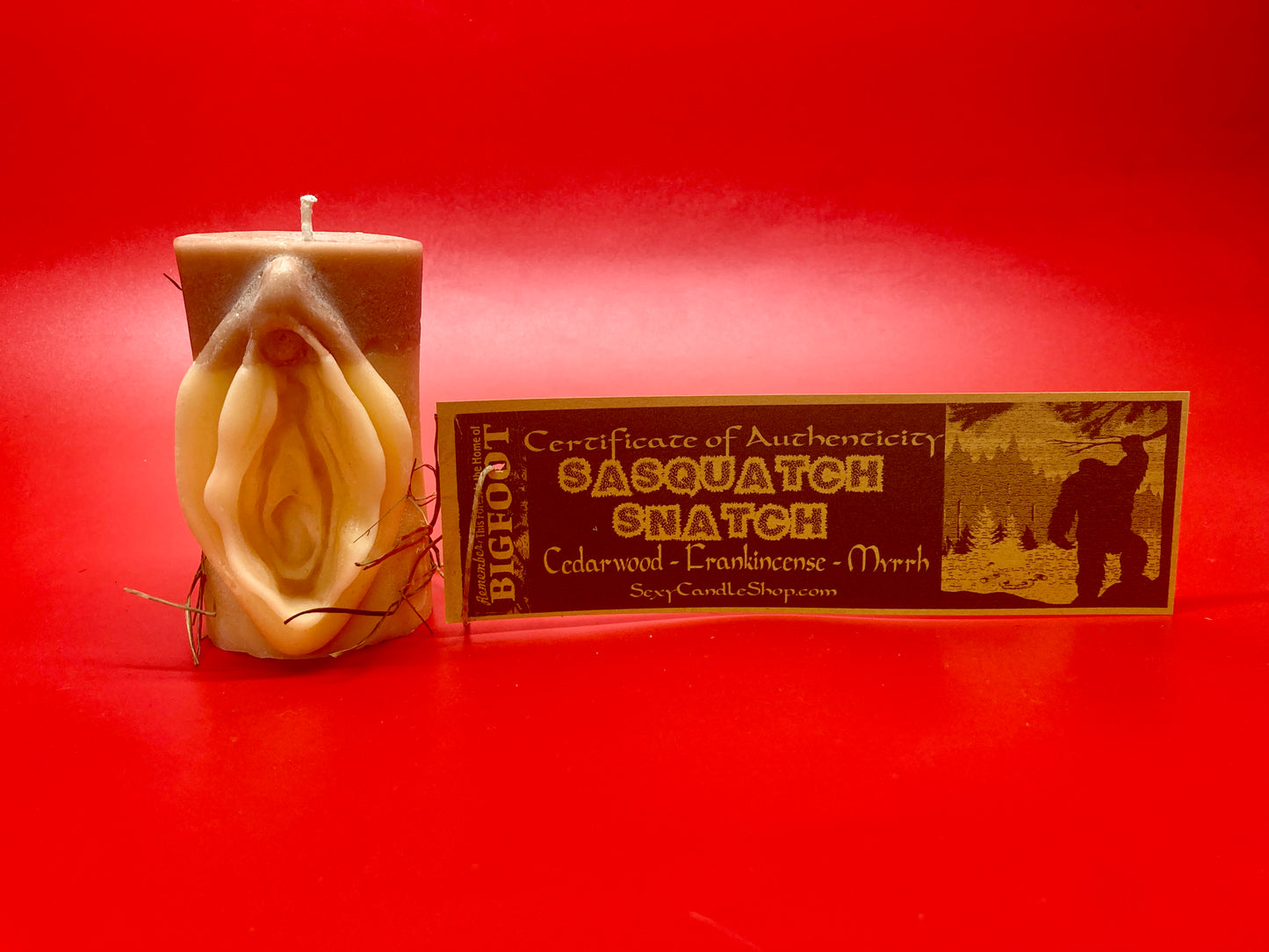 Sasquatch Snatch | Collectors Edition | Bigfoot Vulva Pillar Candle | Unique Novelty Gift