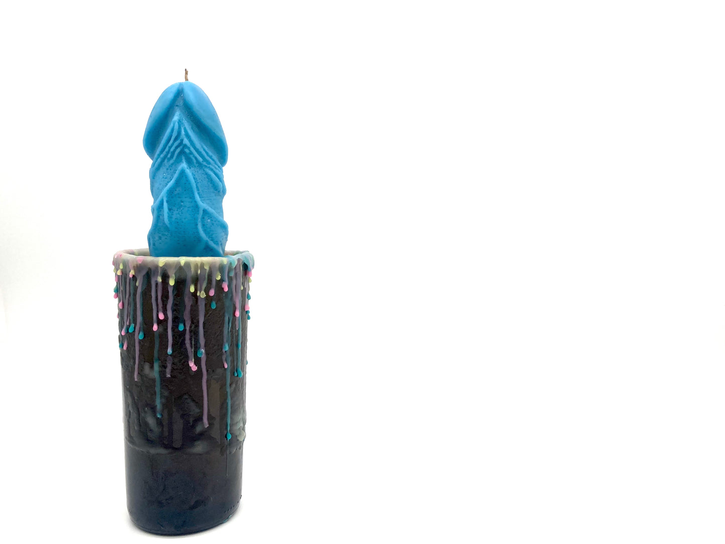 Wine Bottle Penis Candle Blue