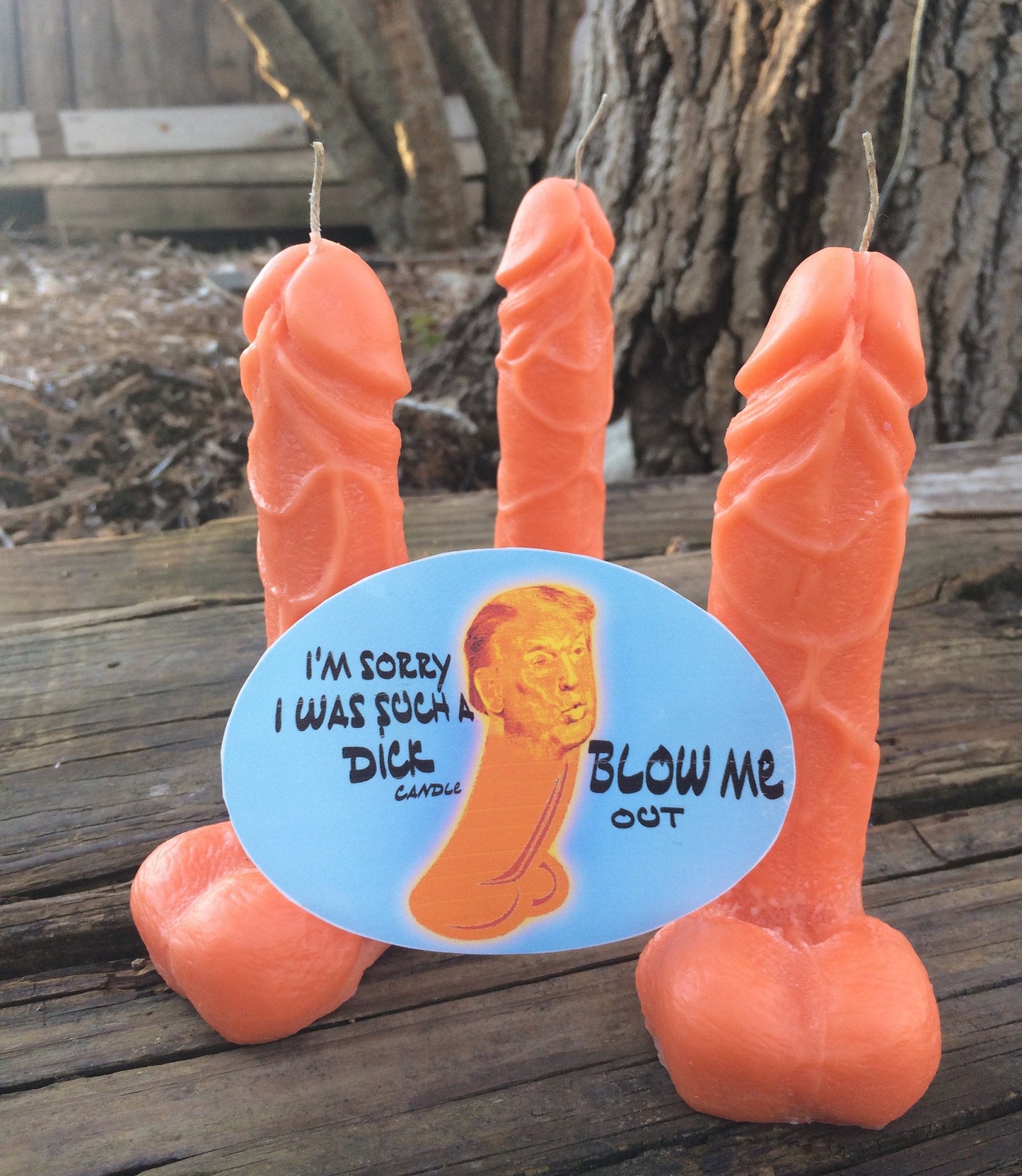 I'm Sorry I Was Such A Dick! Trump Condolences: Orange Penis Candle Consolation Gift